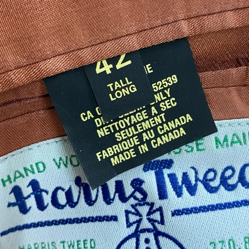 Vintage Harris Tweed Classic Brown Wool Herringbone Blazer 42L Dadcore Academia - Picture 4 of 16